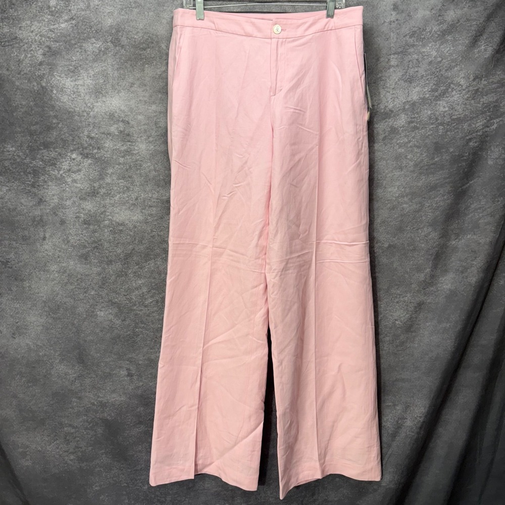 Lauren Ralph Lauren Pink Linen Wide Leg Trousers Pants Size 10 Pastel Feminine